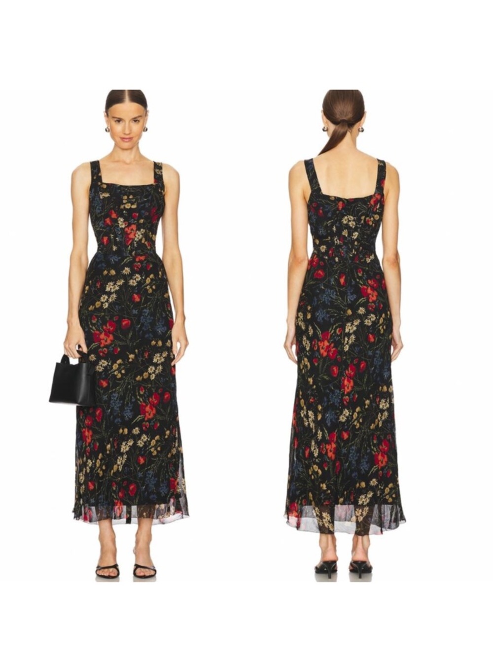 POLO RALPH LAUREN Sleeveless Floral Print Chiffon Dress Midnight Garden Size 6